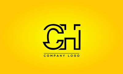 Unique, Modern, Elegant and Geometric Style Typography Alphabet CH letters logo Icon