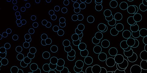 Dark BLUE vector texture with disks. Abstract decorative design in gradient style with bubbles. Pattern for booklets, leaflets.