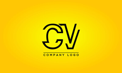 Unique, Modern, Elegant and Geometric Style Typography Alphabet CV letters logo Icon