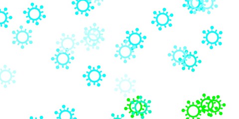 Light blue, green vector pattern with coronavirus elements.