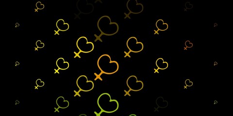 Dark Green, Yellow vector template with businesswoman signs.