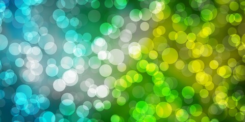 Light Blue, Green vector background with bubbles. Glitter abstract illustration with colorful drops. Design for your commercials.