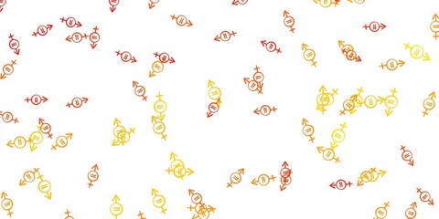 Light Orange vector pattern with feminism elements.