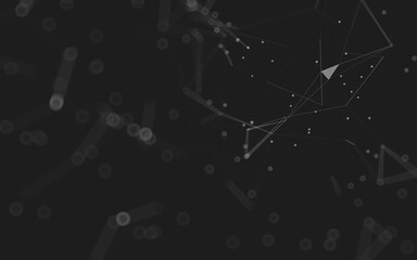 Abstract background. Molecules technology with polygonal shapes, connecting dots and lines. Connection structure. Big data visualization.