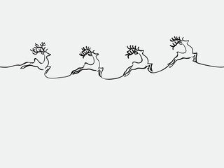 simple childish hand drawn continuous lines art of reindeer element for Christmas decoration, background, pattern, texture, label, banner, card, cover, etc. vector design © Nitiwa