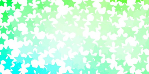 Light Green vector template with neon stars. Decorative illustration with stars on abstract template. Theme for cell phones.
