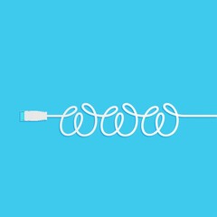 WWW and Ethernet cable, flat icon isolated on a blue background for your design, vector illustration