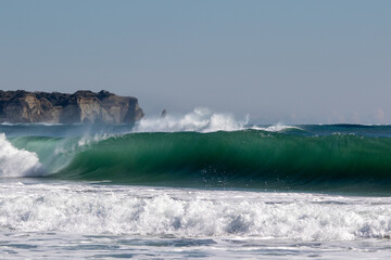 Waves breaking in the Pacific Ocean close to Japan these are the type surfers like to ride. The beach is close to Tokyo City.