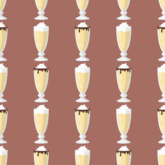 Vanilla Milkshake. Seamless Vector Patterns