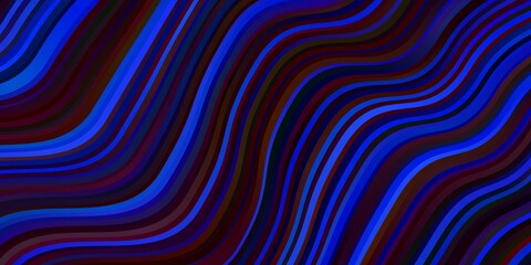 Dark Blue, Red vector background with lines. Illustration in halftone style with gradient curves. Pattern for commercials, ads.