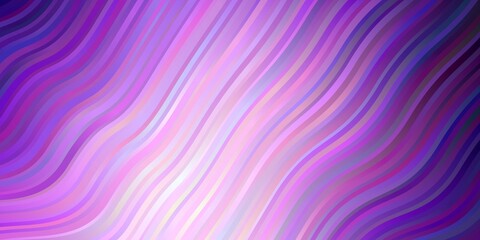 Light Purple vector template with wry lines. Abstract illustration with bandy gradient lines. Pattern for websites, landing pages.