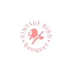 Bird logo retro vintage vector for beauty shop, wedding, bouquet boutique, etc.