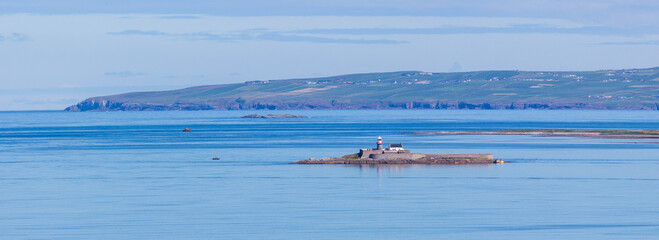 Panoramic View of Fenit Lighthouse and Kerry Head on The Wild Atlantic Way in County Kerry, Ireland