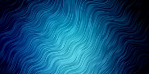 Dark BLUE vector pattern with wry lines. Colorful geometric sample with gradient curves.  Smart design for your promotions.