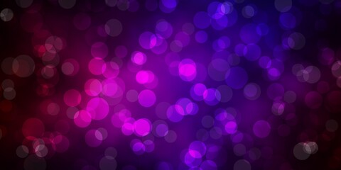 Dark Blue, Red vector pattern with spheres. Illustration with set of shining colorful abstract spheres. Pattern for booklets, leaflets.