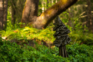 Fototapeta premium wood carving in a pine forest