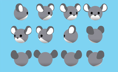 Animal Head Chinchilla Animate Spinning Vector Illustration