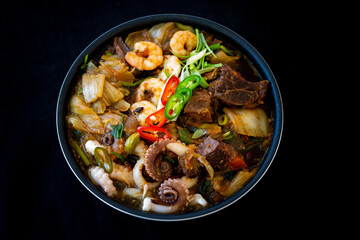 Braised Short Ribs and Seafood - Korean Food Hamul Galbi jjim