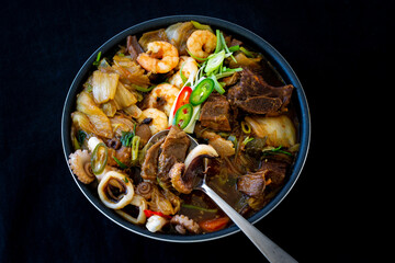 Braised Short Ribs and Seafood - Korean Food Hamul Galbi jjim