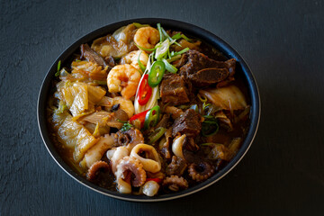 Braised Short Ribs and Seafood - Korean Food Hamul Galbi jjim