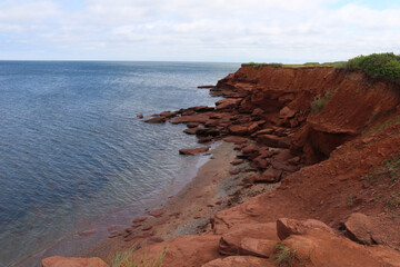 Red rock cliffs of Prince Edward Island, Canada