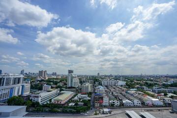 Thailand bangkok 26 July 2020 : view of cityscape and blue sky