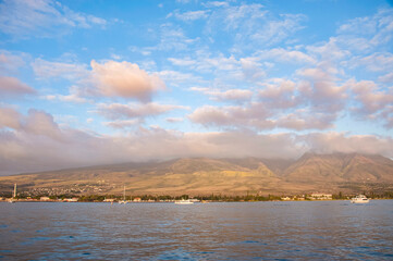 West Maui Mountain under the blue sky with tinted cloud