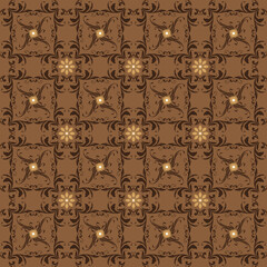 The modern flower motifs on Jogja batik design with brown color
