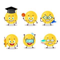 School student of yellow moon cartoon character with various expressions