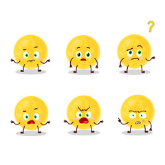 Cartoon character of yellow moon with what expression