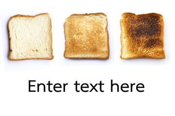 Set of three slices toast bread isolated on white