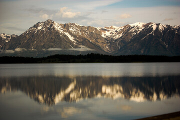 Naklejka na ściany i meble Grand Teton Mountain Range Reflected in Lake at Sunrise