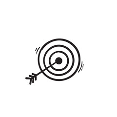 hand drawn doodle arrow and bullseye icon illustration vector © Gwens graphic studio