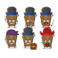 Cartoon character of coffin with various pirates emoticons