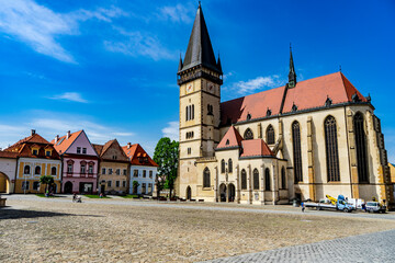 Naklejka na ściany i meble The main square in the medieval town of Bardejov in Slovakia