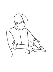 Fototapeta na wymiar Continuous one line drawing of a chef. Vector illustration