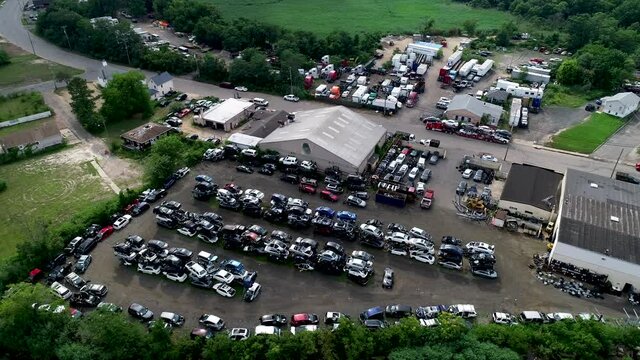 Aerial view of automobile salvage yard