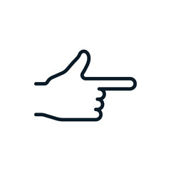 Hand, pointer finger, touch, clicking outline icons. Vector illustration. Editable stroke. Isolated icon suitable for web, infographics, interface and apps.