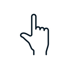 Hand, pointer finger, touch, clicking outline icons. Vector illustration. Editable stroke. Isolated icon suitable for web, infographics, interface and apps.