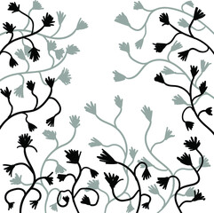 Abstract decorative pattern from many twigs with flowers.