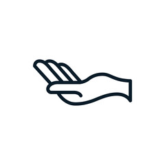 Hand, give alms outline icons. Vector illustration. Editable stroke. Isolated icon suitable for web, infographics, interface and apps.