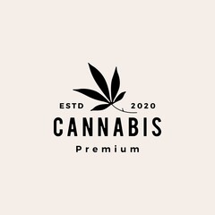 cannabis hipster vintage logo vector icon illustration