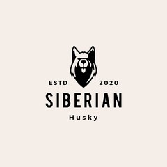 siberian husky dog hipster vintage logo vector icon illustration © gaga vastard