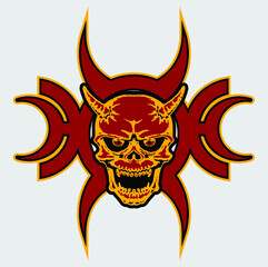 Samurai skull with emblem illustration vector