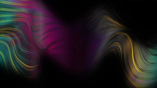 Dark abstract tech motion background with liquid curved glossy waves. Seamless looping. Video animation Ultra HD 4K 3840x2160