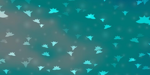 Light Blue, Green vector background with colorful stars. Shining colorful illustration with small and big stars. Theme for cell phones.