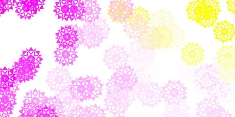 Light Pink, Yellow vector backdrop with xmas snowflakes.