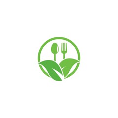 Human healthy vegetarian food logo vector icon illustration
