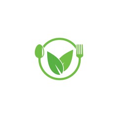Human healthy vegetarian food logo vector icon illustration