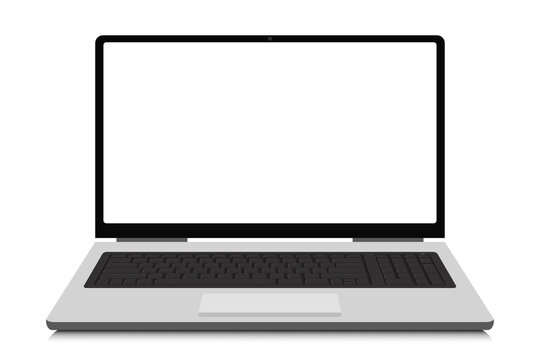 Laptop with blank screen isolated on white background.
